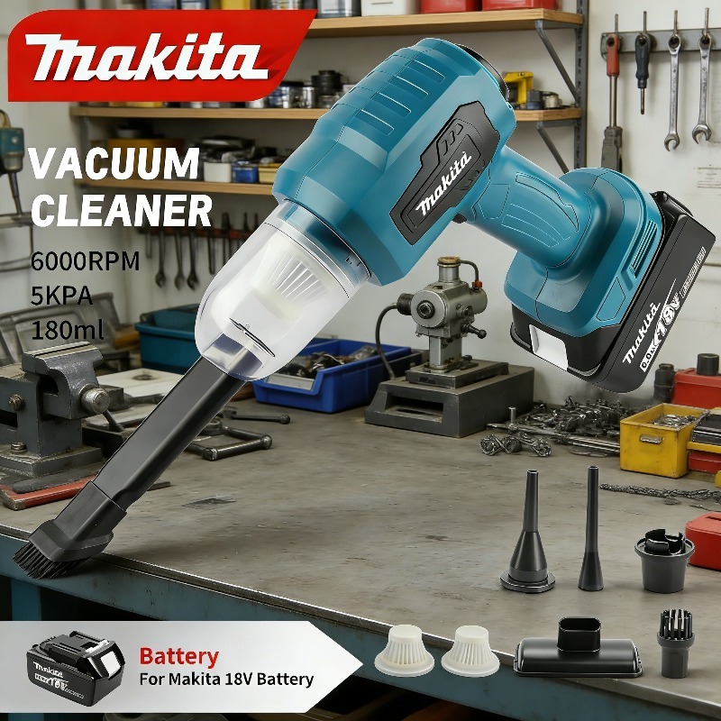 Vacuum Cleaner Woodworking - Makita snoerloze stofzuiger: 7 opzetstukken, 10000Pa,